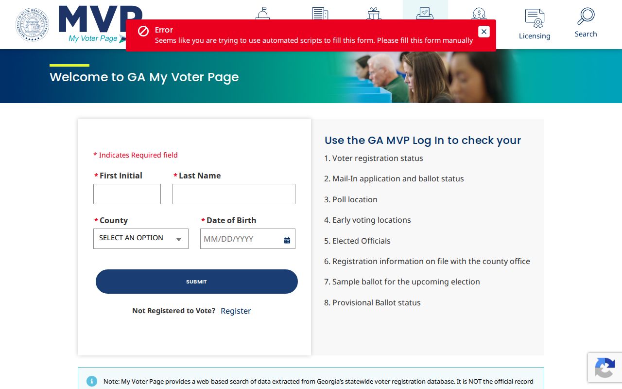 Gainesville people search through Georgia My Voter Page